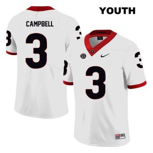 Youth Georgia Bulldogs NCAA #3 Tyson Campbell Nike Stitched White Legend Authentic College Football Jersey GWY4454BT